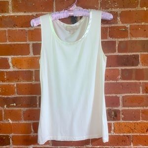 Banana Republic Cream / Off-White Satin Trim Neck Line Tank Top - Small